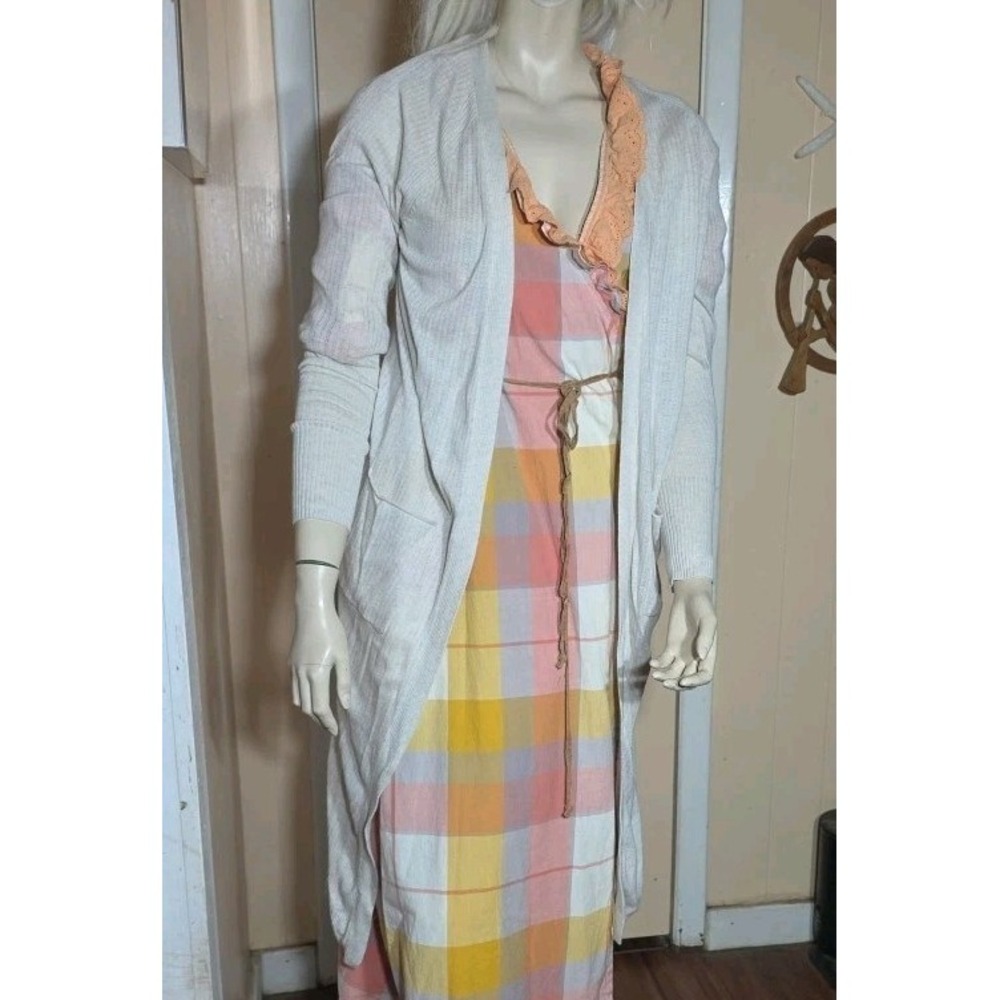 Vtg y2k Mossimo Cream‎ Long Open Cardigan Sweater Women Sz M Layering Bella Swan
